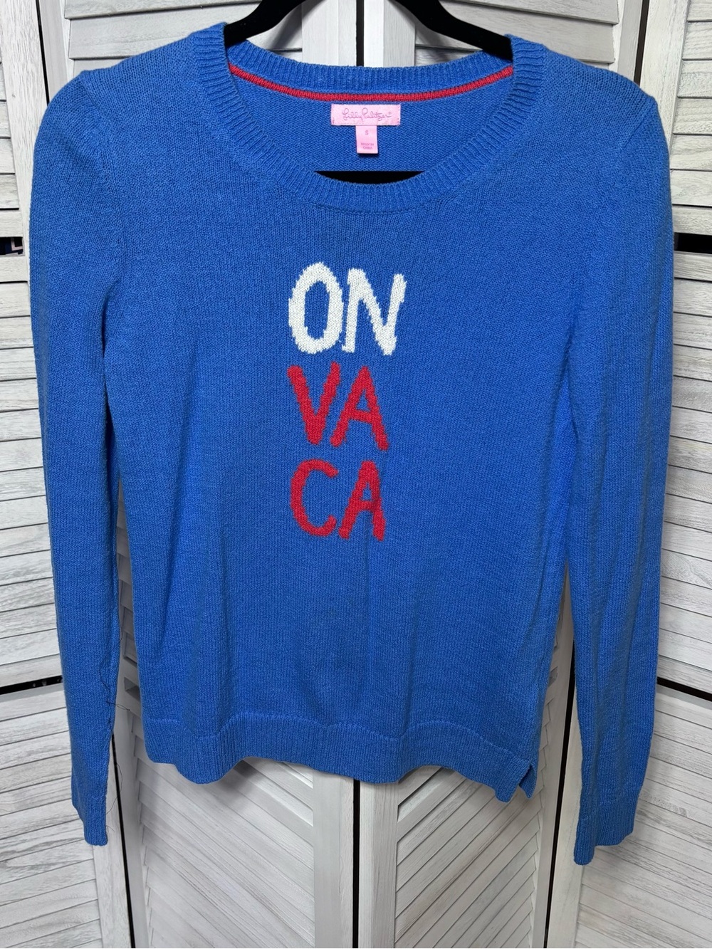 Lilly Pulitzer On Vacation Blue Cotton Sweater Women’s Small Coastal